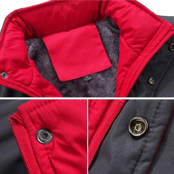 Ski Jacket Waterproof Windproof Snow Jacket Hooded Mens Womens Red & Gray - Picture 12 of 15